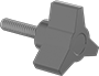 Image of Product. Style 12. Front orientation. Style 12. Threaded-Stud Knobs, Three-Arm Grip.