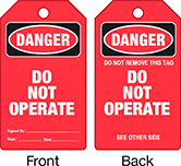 Image of Product. Front orientation. Contains Annotated, MultipleImages. Tags. Lockout/Tagout Tags, Danger—Do Not Remove This Tag Do Not Operate, Danger—Do Not Operate.