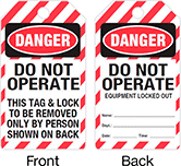 Image of Product. Front orientation. Contains Annotated, MultipleImages. Tags. Lockout/Tagout Tags, Danger—Do Not Operate, Danger—Do Not Operate This Tag & Lock To Be Removed Only by Person Shown on Back.