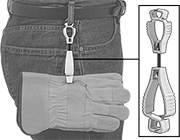 Image of ProductInUse. Front orientation. Contains Inset. Glove Clips. Metal-Detectable Glove Clips.