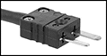 Image of Specification. Flat-Pin Mini Connector. Front orientation. ZoomedIn view. Contains Border. Flat-Pin Mini Thermocouple Connector. Bolt-On Thermocouple Probes for Surfaces , Probes with Cable.
