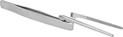 Image of Product. Front orientation. Tweezers. Squeeze-to-Open Tweezers, Offset Round Tips and Plain-Grip.