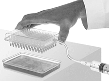 Image of ProductInUse. Syringe Not Included. Front orientation. Well Plate Fillers. Fillers for Well Plates.