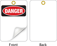 Image of Product. Front orientation. Contains Annotated, MultipleImages. Tags. Lockout/Tagout Tags with Laminating Flap, Blank, Danger.