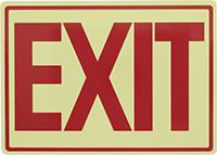Image of Product. Front orientation. Signs. Glow-in-the-Dark Exit Signs, Exit (English)—Glow-in-the-Dark Green with Red Message.