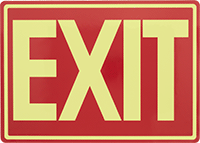 Image of Product. Front orientation. Signs. Glow-in-the-Dark Exit Signs, Exit (English)—Red with Glow-in-the-Dark Green Message.