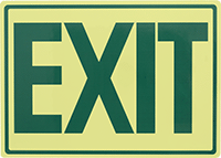Image of Product. Front orientation. Signs. Glow-in-the-Dark Exit Signs, Exit (English)—Glow-in-the-Dark Green with Green Message.