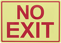Image of Product. Front orientation. Signs. Glow-in-the-Dark Exit Signs, No Exit (English)—Glow-in-the-Dark Green with Red Message.