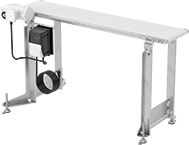 Image of ProductInUse. Front orientation. Conveyors. Stainless Steel Ready-To-Run Mini Belt Conveyors.