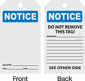 Image of Product. Front orientation. Contains Annotated, MultipleImages. Tags. Machine and Equipment Operation Tags, Notice, Blank.