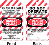 Image of Product. Front orientation. Contains Annotated, MultipleImages. Tags. Lockout/Tagout Tags, Danger—Do Not Operate/Peligro—No Hacer Funcionar, Danger—Do Not Operate Equipment Locked Out/Peligro—No Hacer Funcionar Equipo Cerrado.