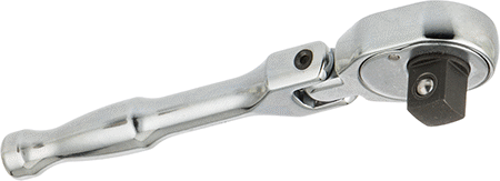Image of Product. Front orientation. Flex-Head Ratchet Wrench, 3/8" Square Drive, 4-3/4" Overall Length.