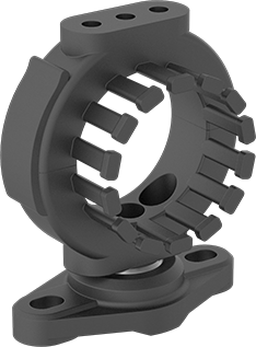 Image of Product. Front orientation. Swivel End Mounting Bracket for 2.130" OD Enclosed Cable&Hose Carrier.