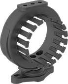 Image of Product. Front orientation. Cable and Hose Carrier Accessories. Any-Which-Way Enclosed Cable and Hose Carriers, Swivel End Mounting Bracket.