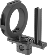 Image of Product. Front orientation. Cable and Hose Carrier Accessories. Any-Which-Way Enclosed Cable and Hose Carriers, End Mounting Bracket, Clamp Connector, Mount for Cable Holders.