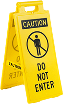 Image of Product. Front orientation. Signs. Fold-Flat Restricted Area Signs, Caution—Do Not Enter with Do Not Enter Symbol (English).