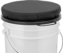 Image of ProductInUse. Front orientation. ZoomedIn view. Swivel Seats for Pails. Fabric Seat.