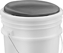 Image of ProductInUse. Front orientation. Swivel Seats for Pails. Plastic Seat.