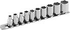 Image of Product. Front orientation. Sockets. 6-Point Socket Sets, Sockets—Chrome-Plated Steel.