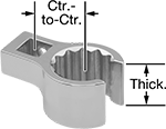 Image of Product. Front orientation. Contains Annotated. Wrench Heads. Sure Grip Wrench Heads, 12-Point Sure-Grip Opening.