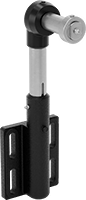 Image of ProductInUse. Tensioner Shown with Idler Shaft (Sold Separately). Front orientation. Chain and Belt Tensioners. Heavy Duty Spring-Loaded Roller Chain and Belt Tensioners.