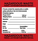 Image of Product. Front orientation. Labels. Hazardous Material Storage Labels , Hazardous Waste.