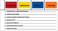 Image of Product. Front orientation. Labels. Hazardous Material Storage Labels , Flammable—Corrosive—Irritant—Process.