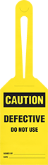 Image of Product. Front orientation. Tags. Machine and Equipment Operation Tags, Caution—Defective Do Not Use.