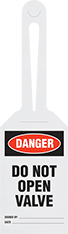 Image of Product. Front orientation. Tags. Machine and Equipment Operation Tags, Danger—Do Not Open Valve.