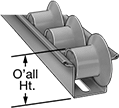 Image of Product. Front orientation. Contains Annotated. Flow Rails. Flanged-Wheel Flow Rails, With Wheels, Right-Side Flange.