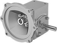 Image of Product. With Right-Side Output. Front orientation. Right Side. Right-Angle Speed Reducers for Face-Mount AC Motors.