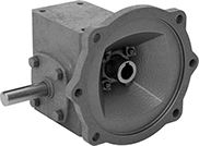 Image of Product. With Left-Side Output. Front orientation. Left Side. Right-Angle Speed Reducers for Face-Mount AC Motors.