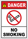 Image of Product. Front orientation. Labels. Smoking Control Labels , Danger—No Smoking, No Smoking Symbol, Vertical Orientation.