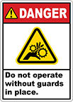 Image of Product. Front orientation. Labels. Illustrated Machine and Equipment Operation Labels , Danger—Do Not Operate Without Guards in Place.