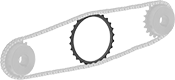 Image of ProductInUse. Front orientation. Chain and Belt Tensioners. Roller Chain Tensioning Rings.