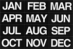 Image of Product. Front orientation. Labels. Magnetic Chart Date Headers , Months (Jan-Dec).