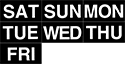Image of Product. Front orientation. Labels. Magnetic Chart Date Headers , Days (Sun-Sat).