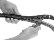 Image of ProductInUse. Front orientation. Wire Sleeving. Slotted Spiral Wire Sleeving.