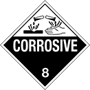 Image of Product. Front orientation. Signs. D.O.T. Vehicle Signs, Corrosive—8 with Corrosion Symbol (English).