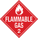 Image of Product. Front orientation. Signs. D.O.T. Vehicle Signs, Flammable Gas—2 with Flame Symbol (English).