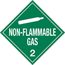 Image of Product. Front orientation. Signs. D.O.T. Vehicle Signs, Non-Flammable Gas—2 with Gas Cylinder Symbol (English).