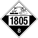 Image of Product. Front orientation. Signs. D.O.T. Vehicle Signs, 1805—8 with Corrosion Symbol.
