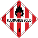 Image of Product. Front orientation. Labels. Hazardous Material Shipping Labels , Flame Symbol, Flammable Solid—4.