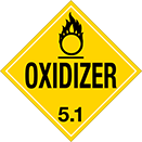 Image of Product. Front orientation. Signs. D.O.T. Vehicle Signs, Oxidizer—5.1 with Flame Over Circle Symbol (English).