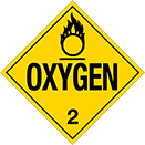 Image of Product. Front orientation. Signs. D.O.T. Vehicle Signs, Oxygen—2 with Flame Over Circle Symbol (English).