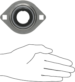 Image of Product. Side1 orientation. Contains SizingReference. Light-Duty Mounted Steel Ball Bearing, with Two-Bolt Flange, for 1-1/4" Shaft Diameter.