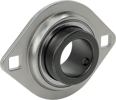 Image of Product. Front orientation. Light-Duty Mounted Steel Ball Bearing, with Two-Bolt Flange, for 1-1/4" Shaft Diameter.