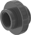Image of Product. BSPT Female × NPT Female. Front orientation. Pipe and Fittings. Thick-Wall Plastic Pipe Fittings for Water, Straight Adapters, Female, Threaded Fitting Connection, Round Body.
