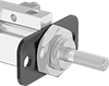 Image of ProductInUse. Front orientation. Air Cylinder Mounts. Impact-Resistant Round Body Air Cylinders, Front-Flange Actuator Connection.