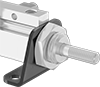 Image of ProductInUse. Front orientation. Air Cylinder Mounts. Impact-Resistant Round Body Air Cylinders, Foot-Bracket Actuator Connection.